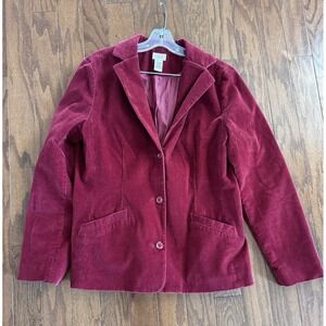 L.L. Bean Jacket Women's Sz 14 Brick Red Corduroy City Travel Cowgirl‎ Hipster